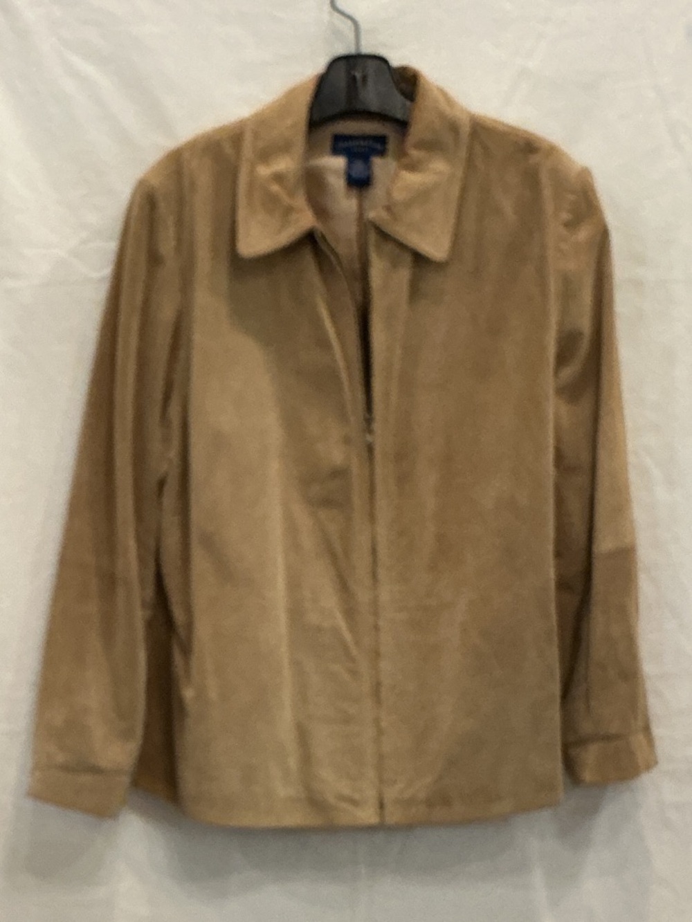 Charter Club Tan Suede Zip-Front Jacket